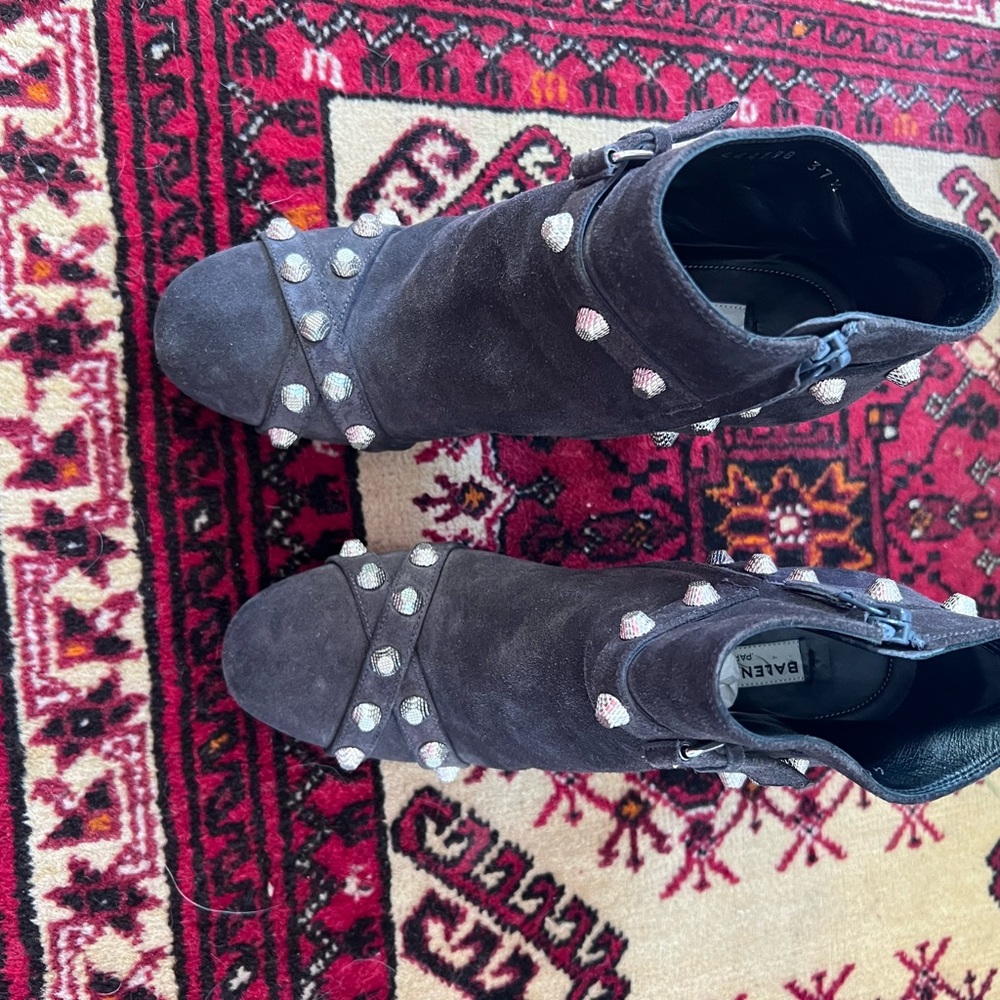 Balenciaga Grey Studded Heeled Boots - Picture 3 of 7